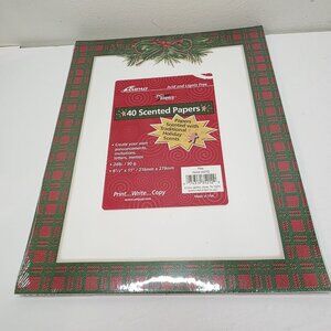 Vtg Ampad Christmas Holiday Holly Border Scented Printer Stationary Paper 40pc